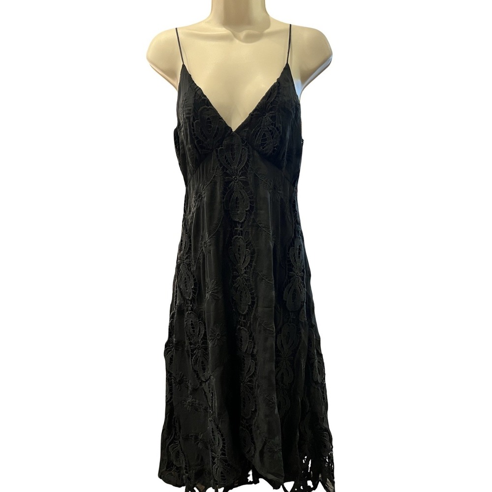 Chiffon Lace Sheer Black Sleeveless Whimsigoth Midi Dress Sz XS